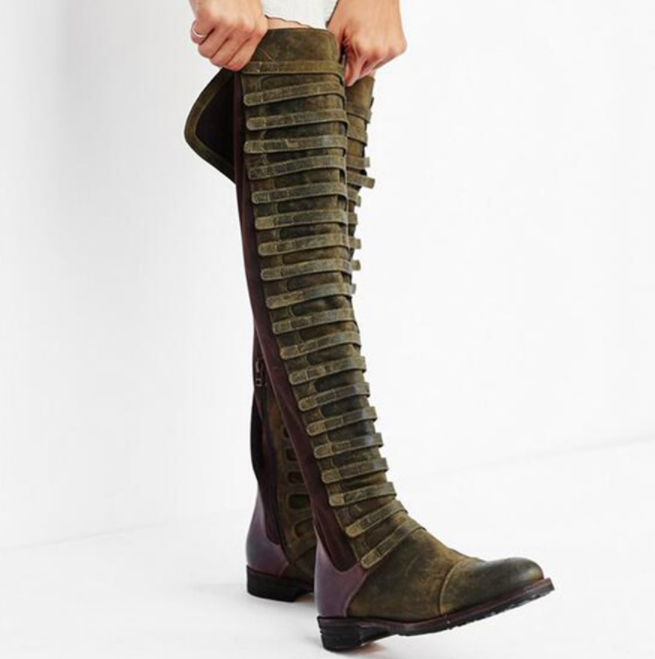 Olive Low Heel Boots