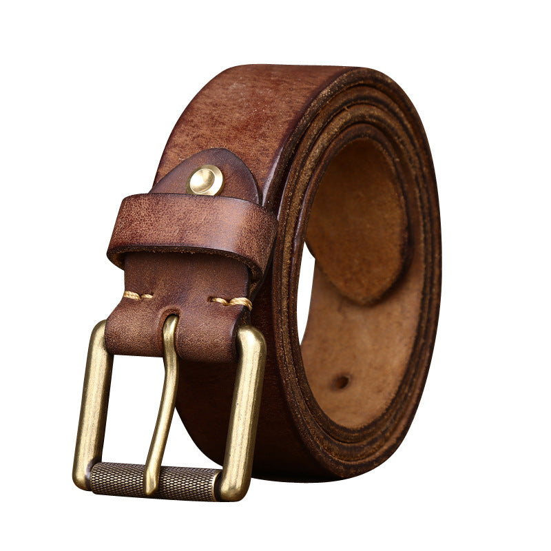 Wide Handmade First Layer Cow Leather Belt