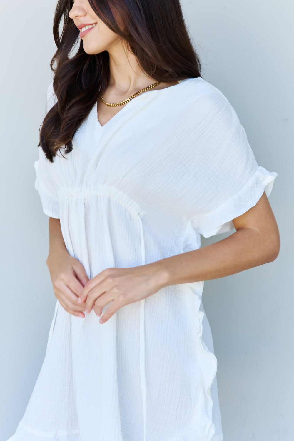 White Ruffle Hem Dress