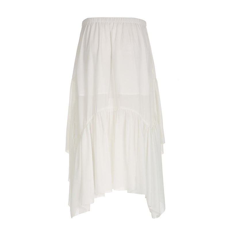 White Irregular Long Skirt