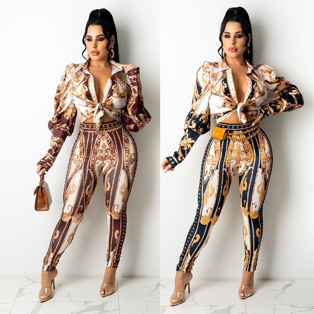 Regal Long-sleeve Two-piece Set