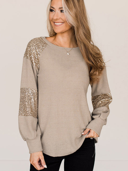 Polyester And Sequin Long Sleeve Top