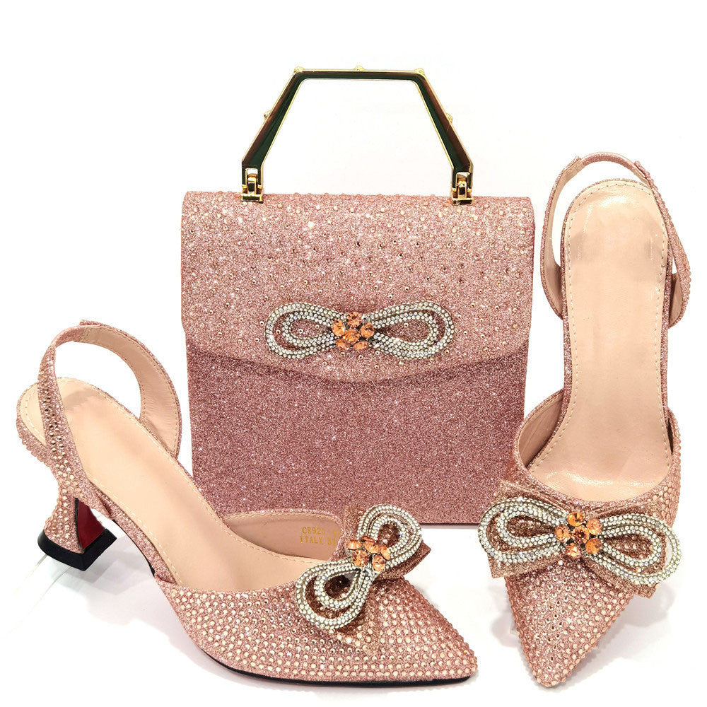 Casual Party High Heels With Tote Bag