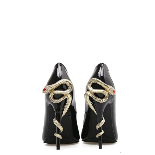 Cobra Patent Leather High Heels