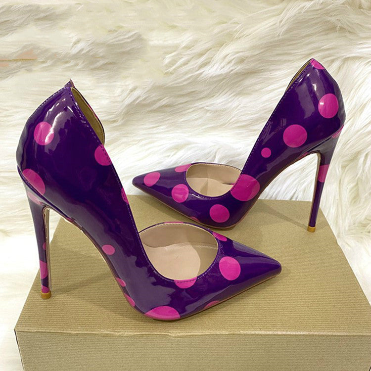 Polka Dot Side Hollow High Heels