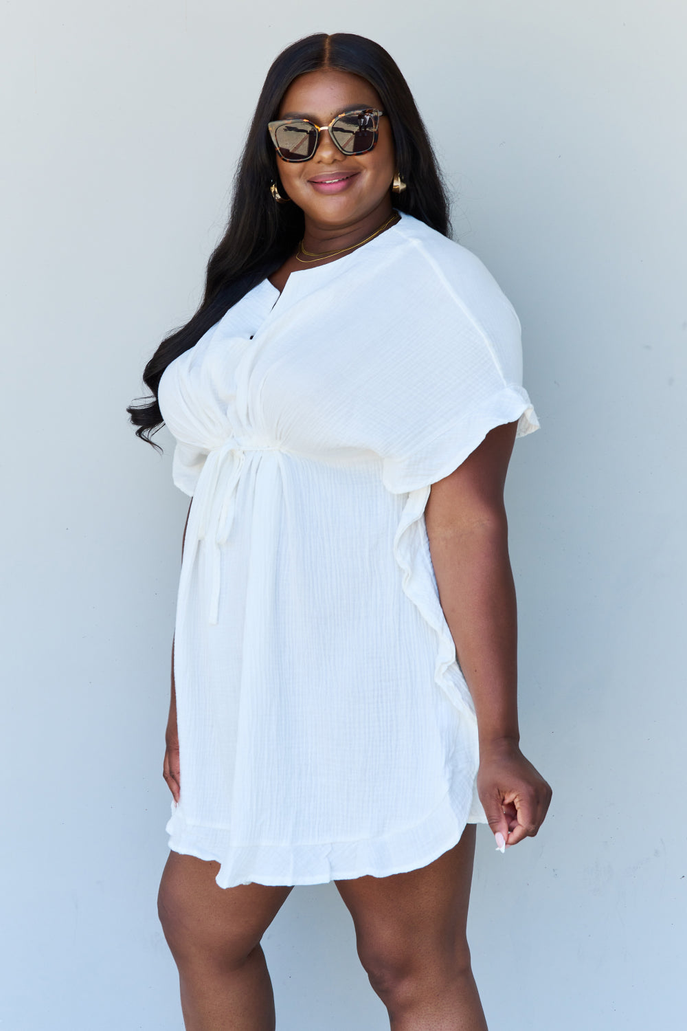 White Ruffle Hem Dress