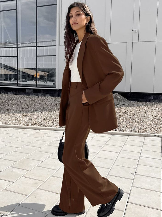 Vintage Blazer + Wide-leg Pants Two-piece Set