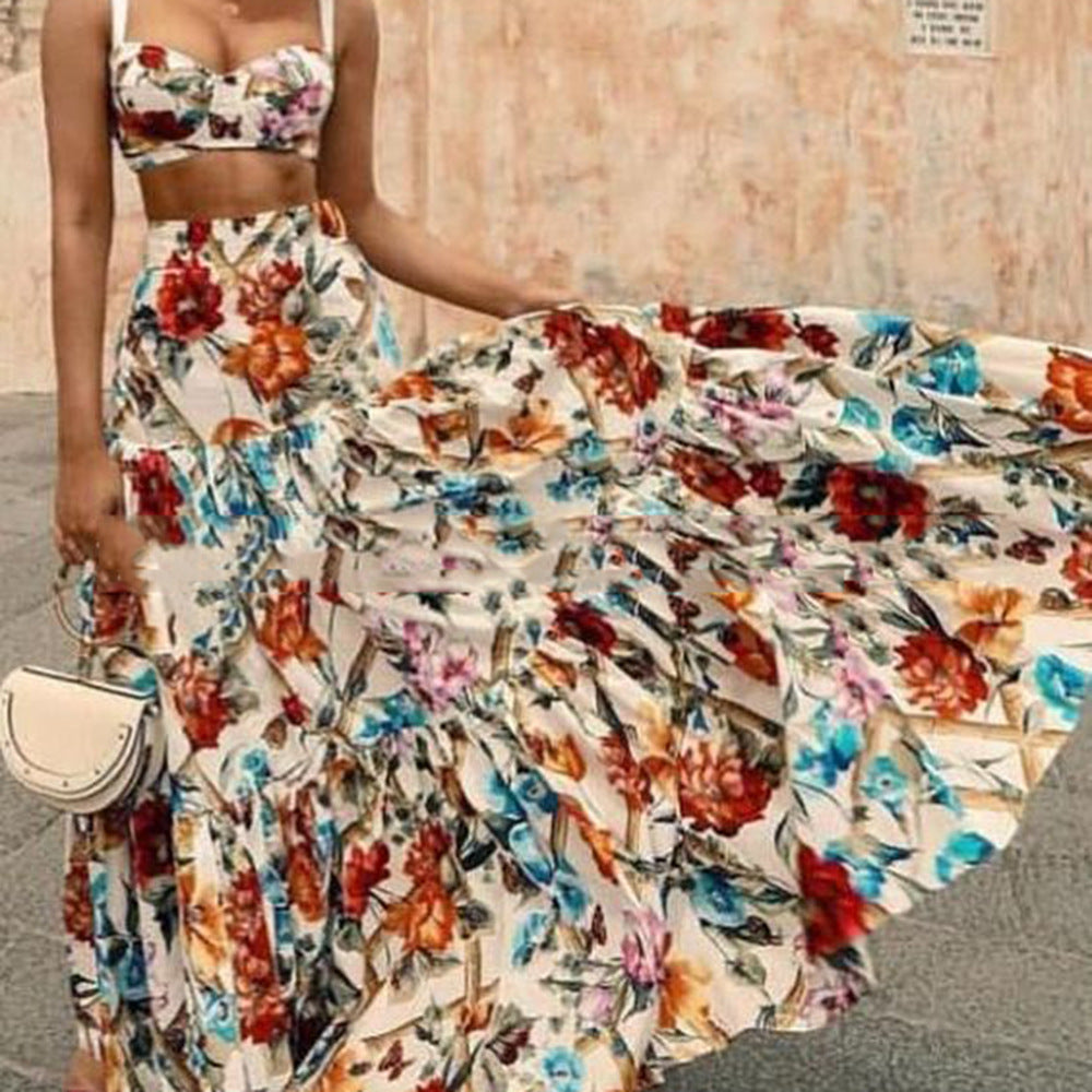 Floral Print Dress Suit Beach