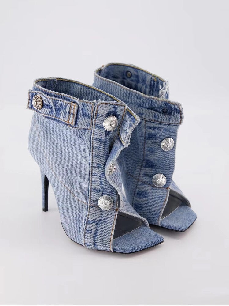 Short Denim Fabric Boots