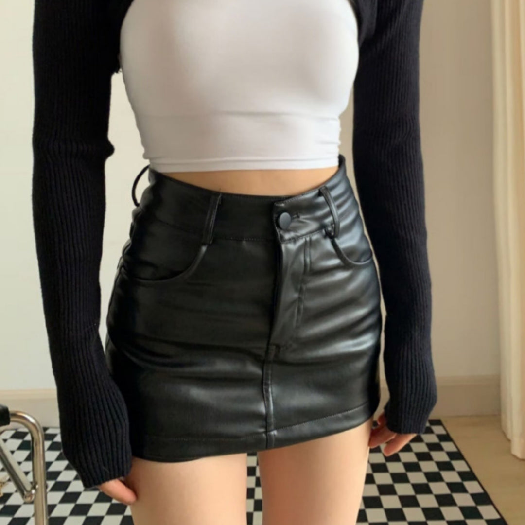 Faux Leather Skort