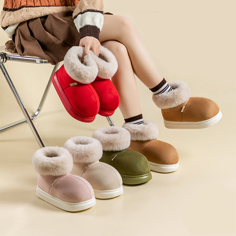 Big Fur Cut Plush Ankle Boots For Women