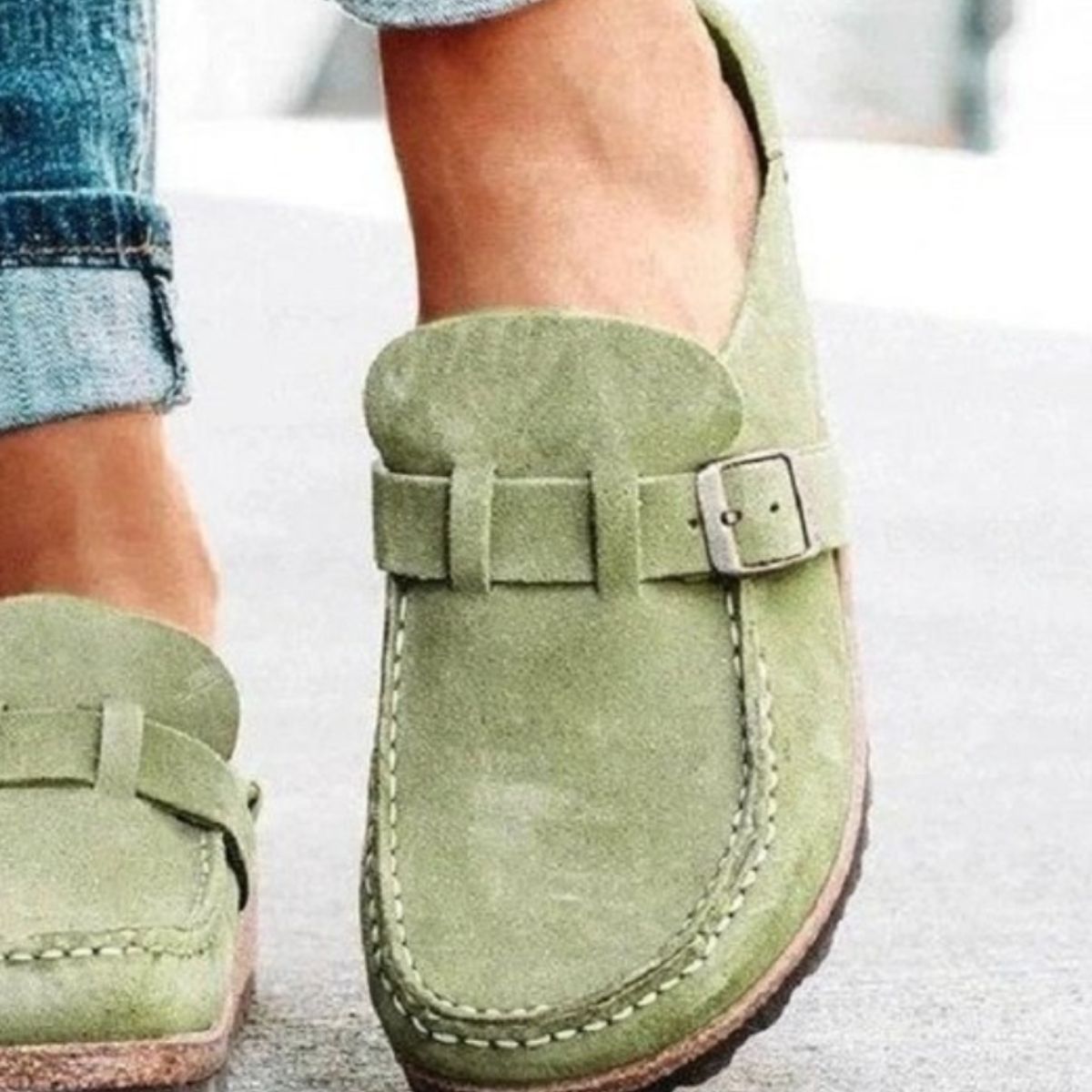 Low Heel Buckle Loafers