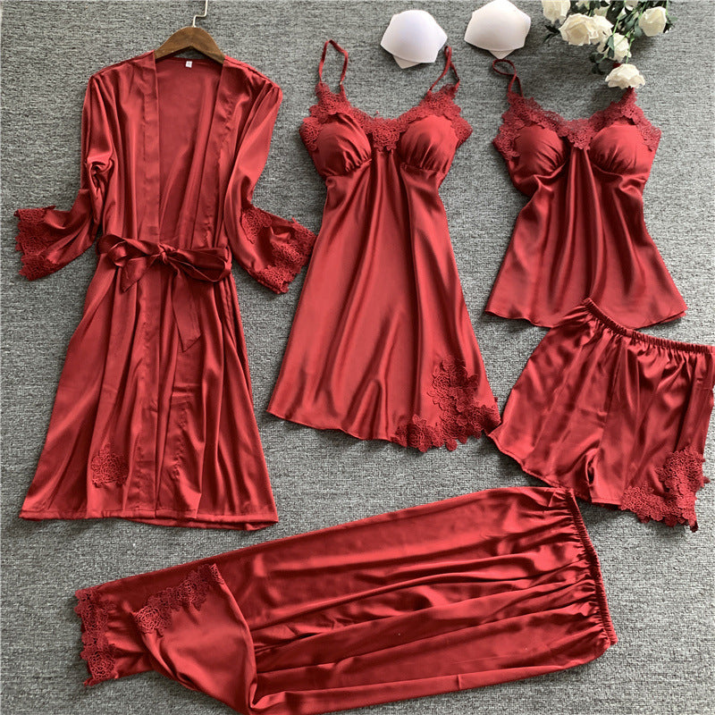 Silk Pajamas Five-piece Set