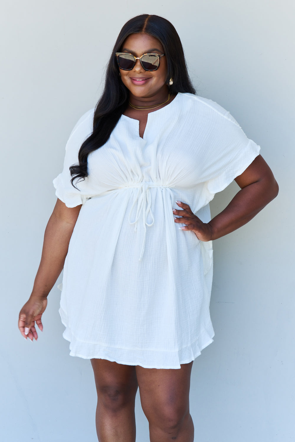 White Ruffle Hem Dress