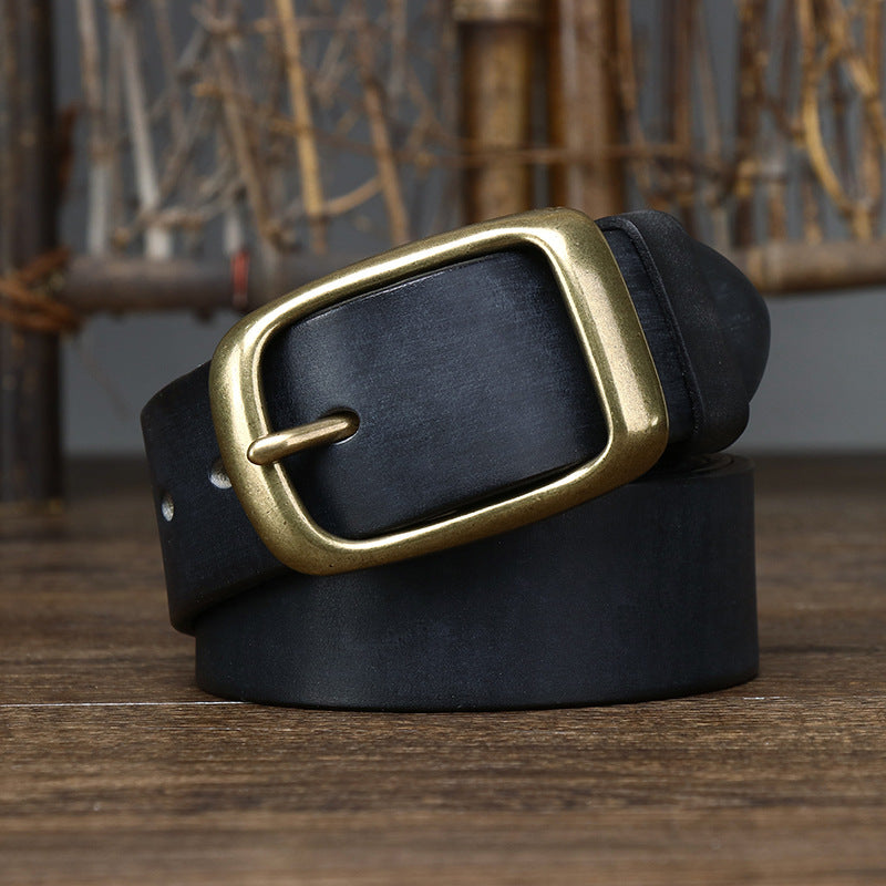 First Layer Pure Cattlehide Pin Buckle Belt