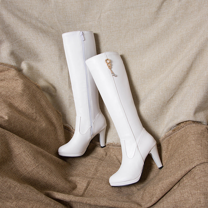 Women's Round Toe High-heeled Boots