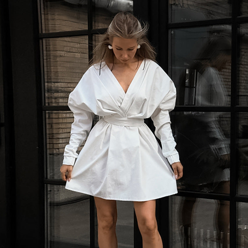 White Puff Sleeve A- Line dress