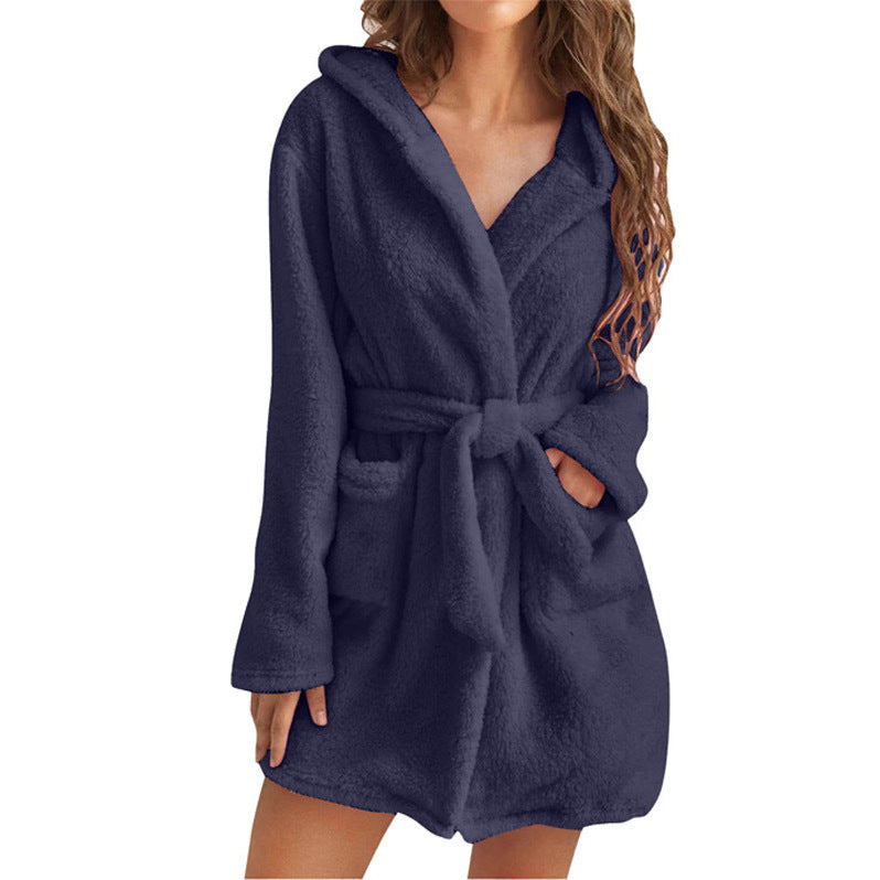 Plush Solid Color Bathrobe