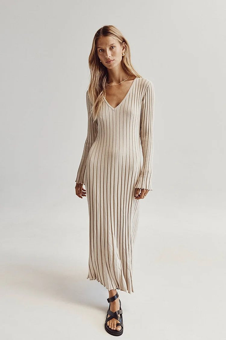 Long Sleeve Bare Knitted Dress