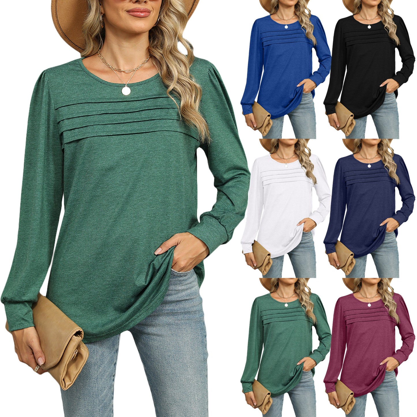 Solid Color U-neck Top