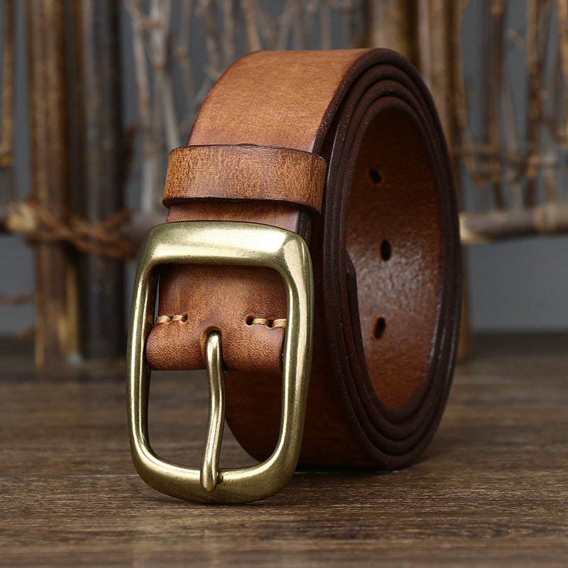 First Layer Pure Cattlehide Pin Buckle Belt