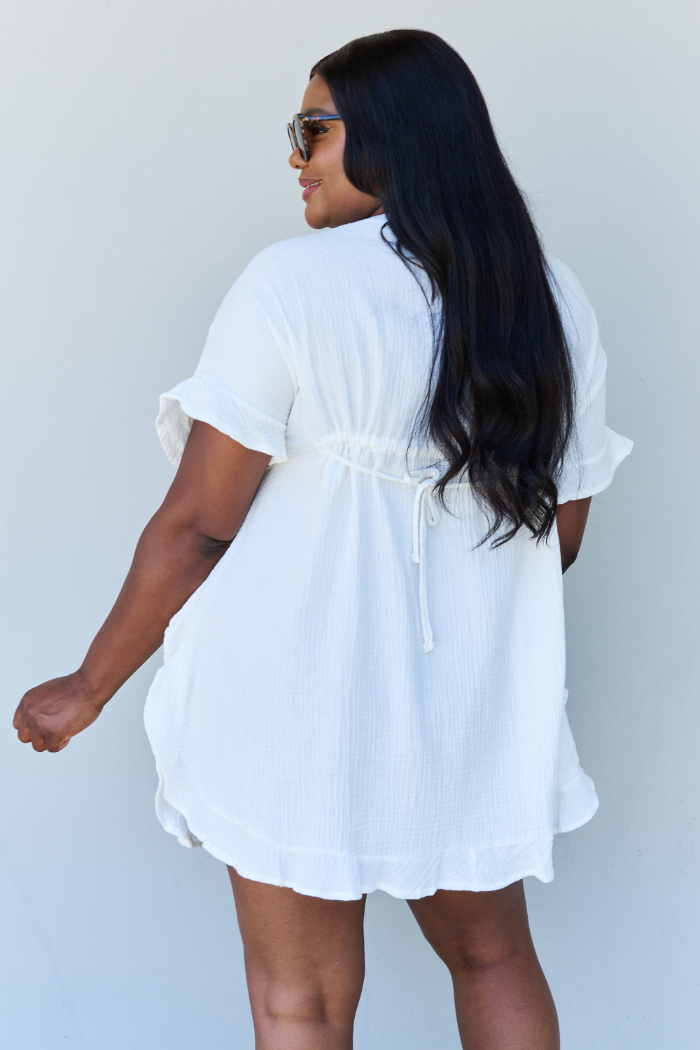 White Ruffle Hem Dress