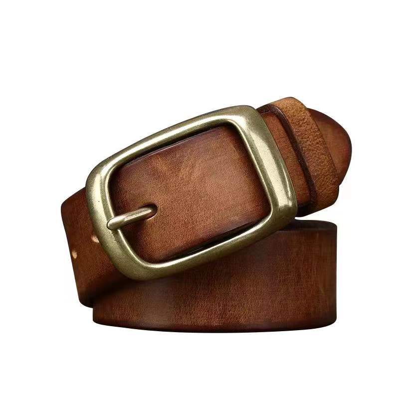 First Layer Pure Cattlehide Pin Buckle Belt