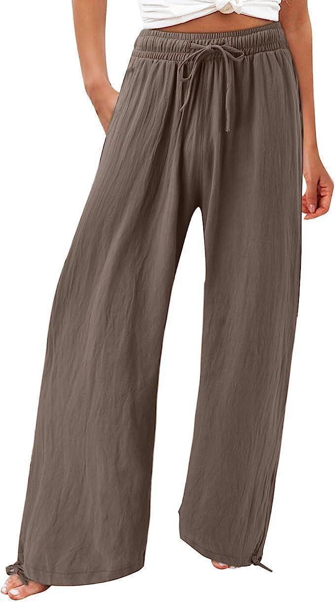 Cotton And Linen Wide-leg Pants