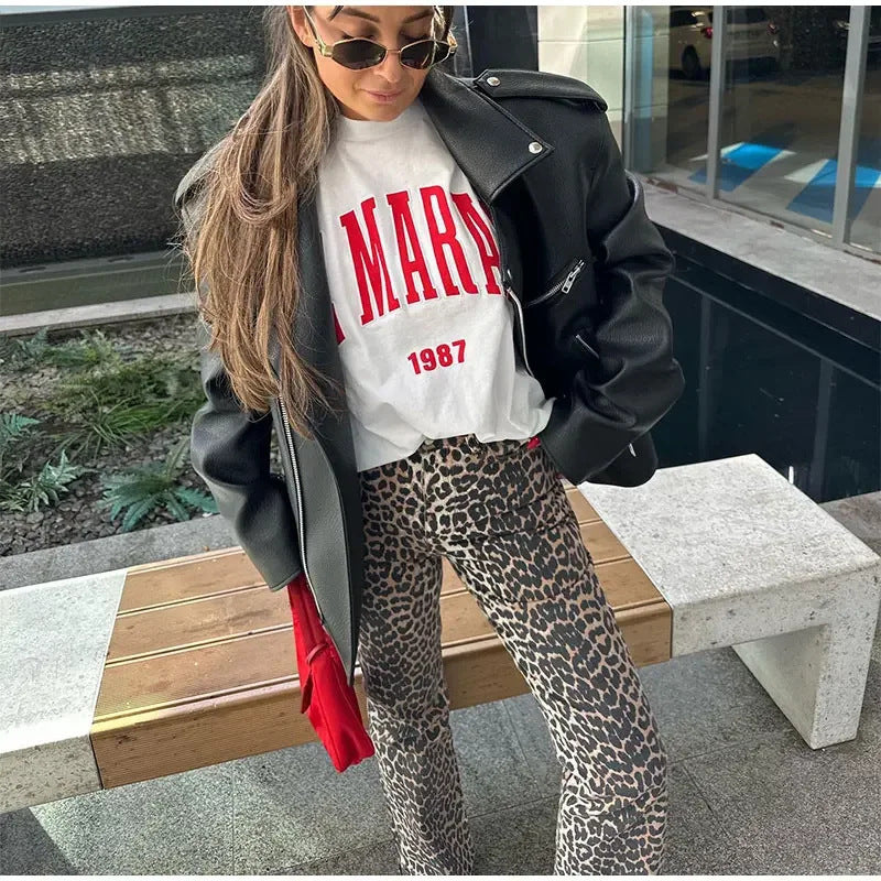 Leopard Print High Waist Pants