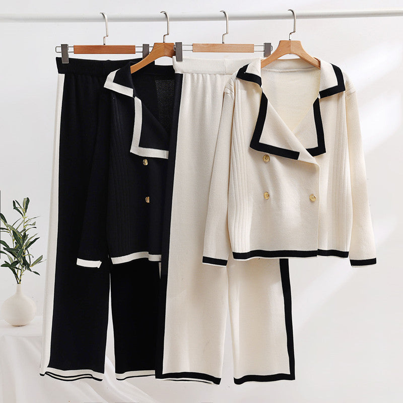 Knitted Wide-leg Pants Two-piece Set