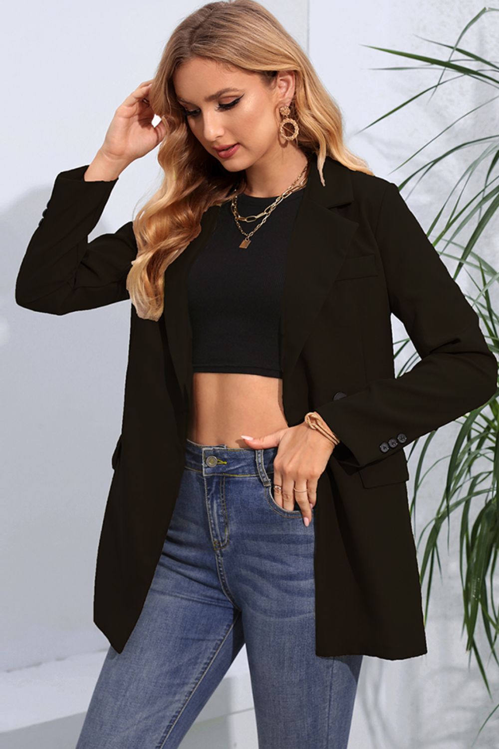 Long Sleeve Blazer with Pockets