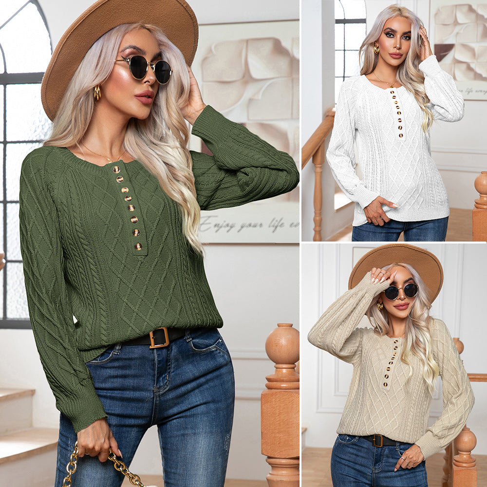 Long Sleeve Twist Knitted Pullover