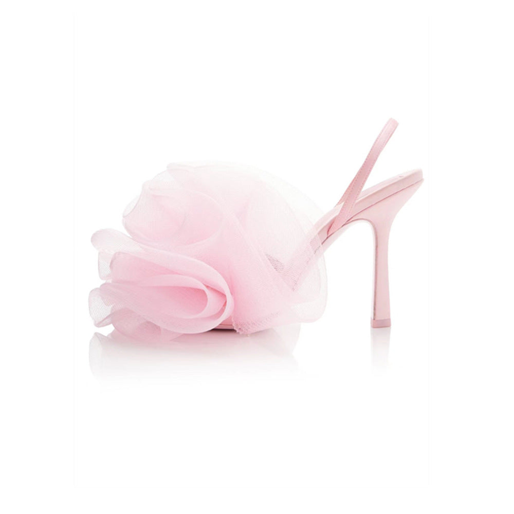 Mesh Bath Ball Flower Ankle-strap Stilettos