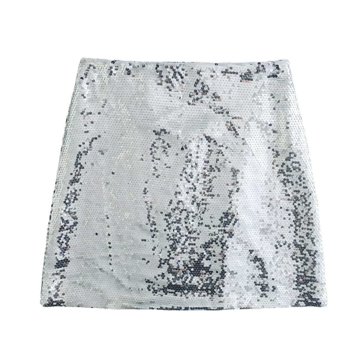 Silver Sequined Split Skirt