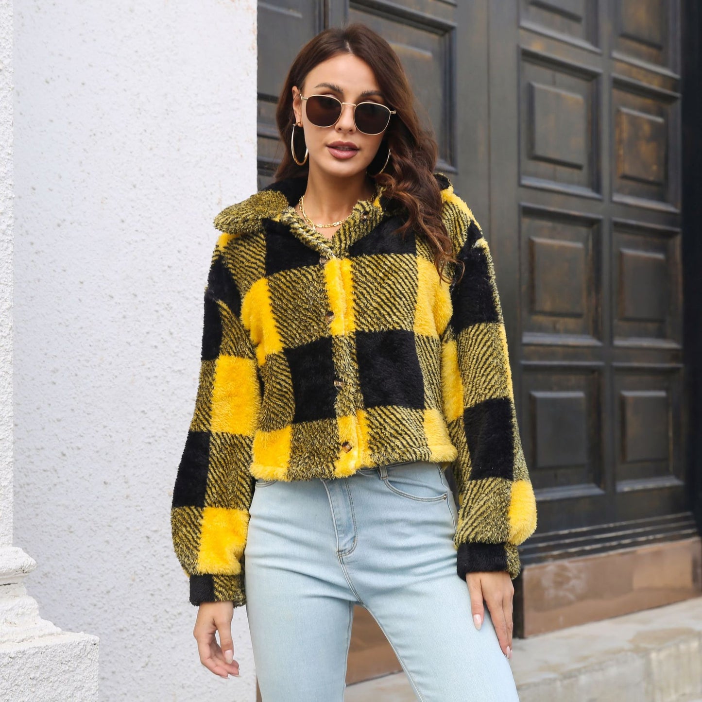 Double Sided Plaid Velvet Jacket