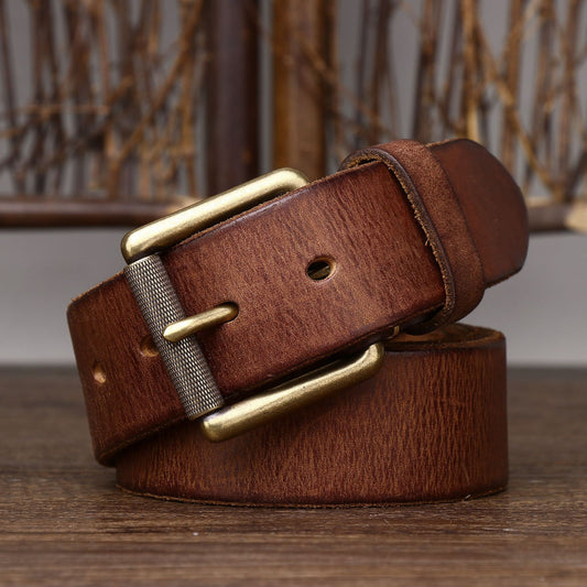 Wide Handmade First Layer Cow Leather Belt