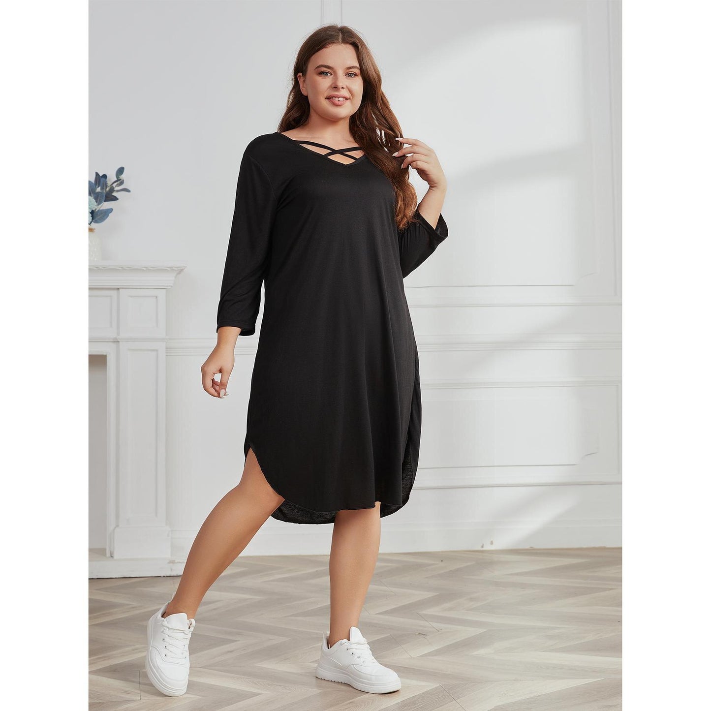 Long Sleeve Plus Size Dress Women