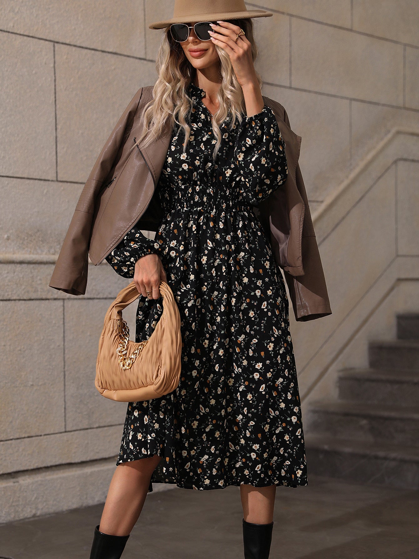 Polka-dot Long sleeve Dress