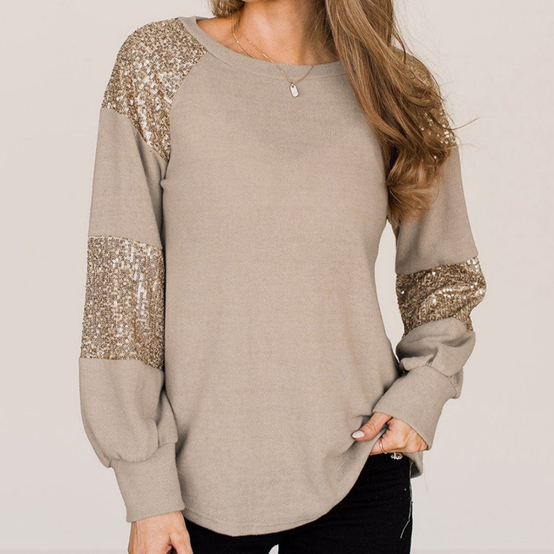 Polyester And Sequin Long Sleeve Top