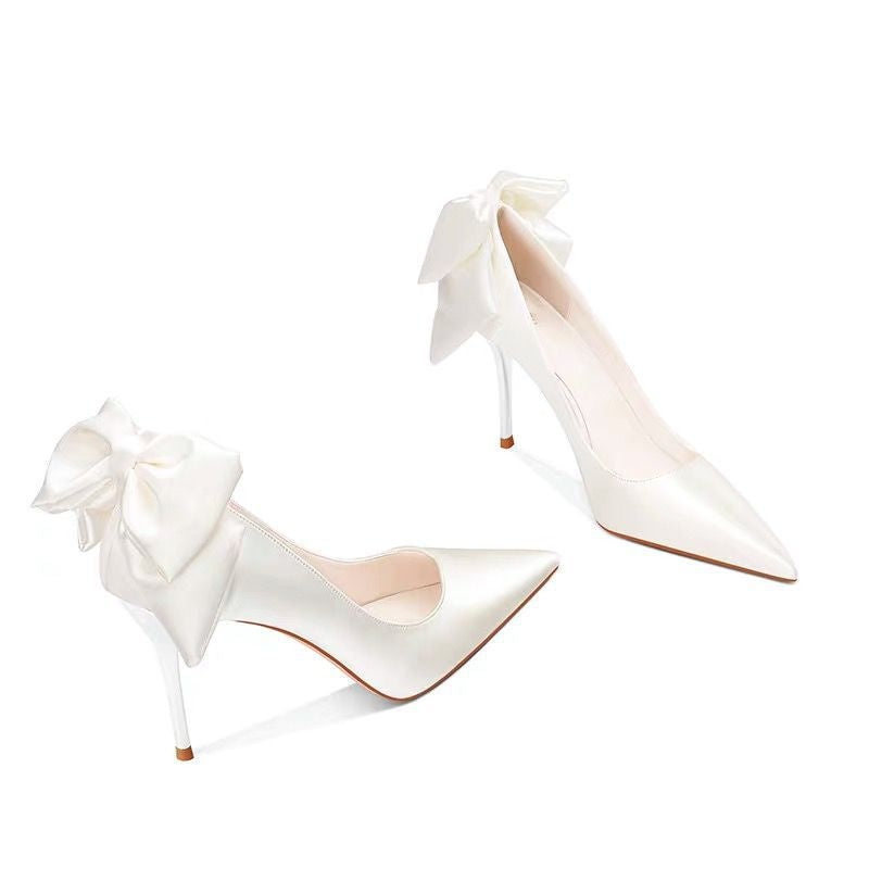 Pointed Toe Stiletto Bow Heels