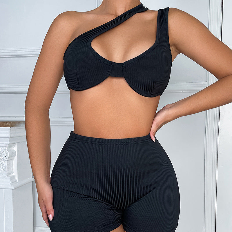 Off-shoulder Tube Top Two-piece Yoga Outfit