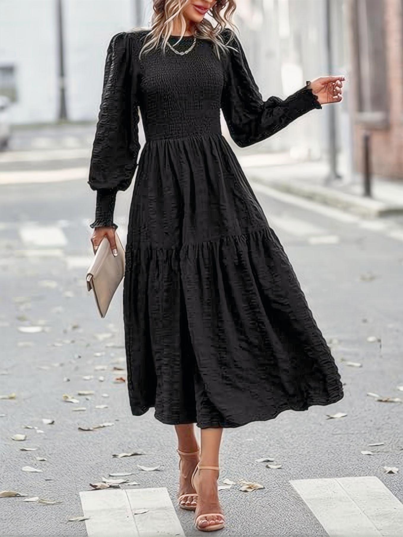 Lantern Sleeve Long Sleeve Dress