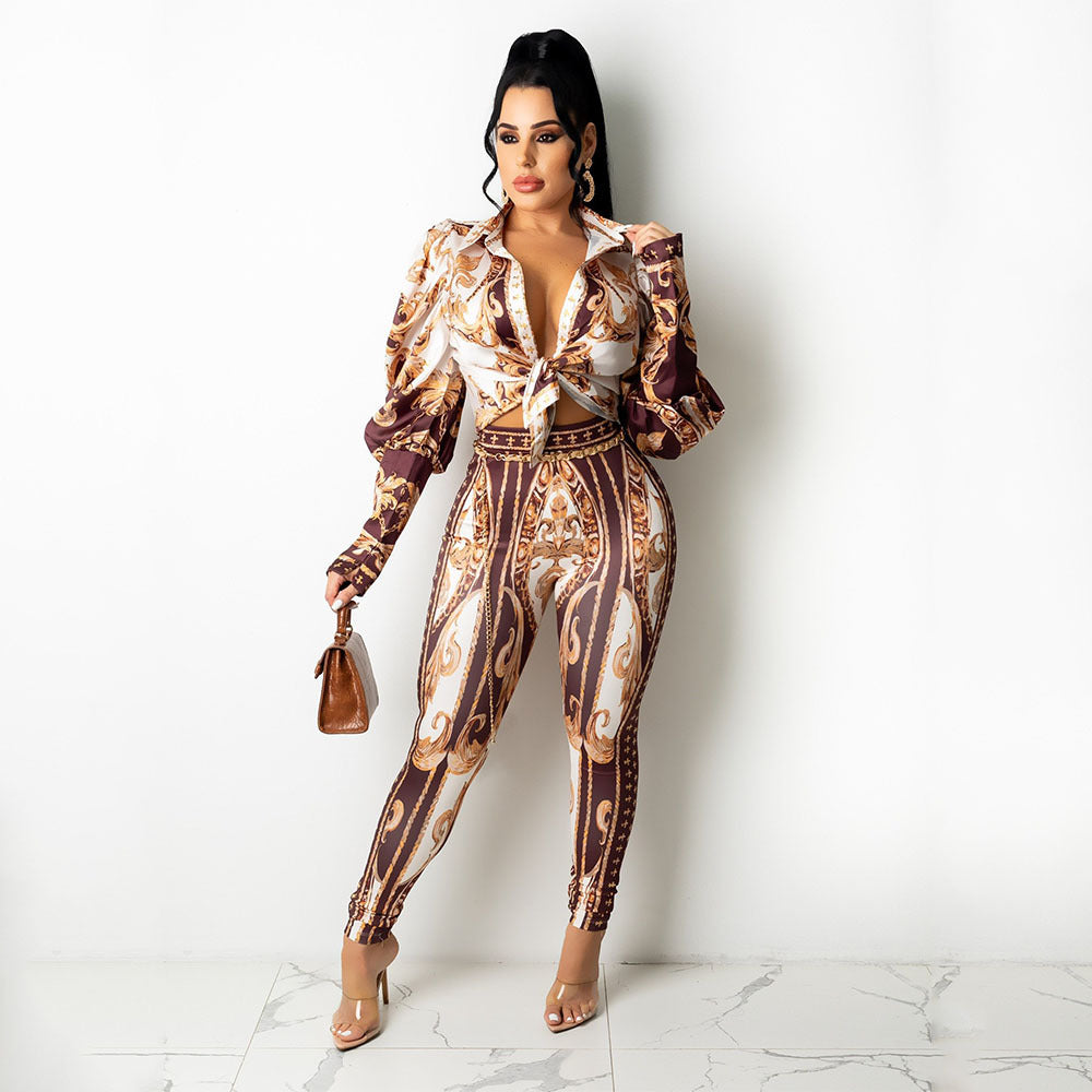 Regal Long-sleeve Two-piece Set