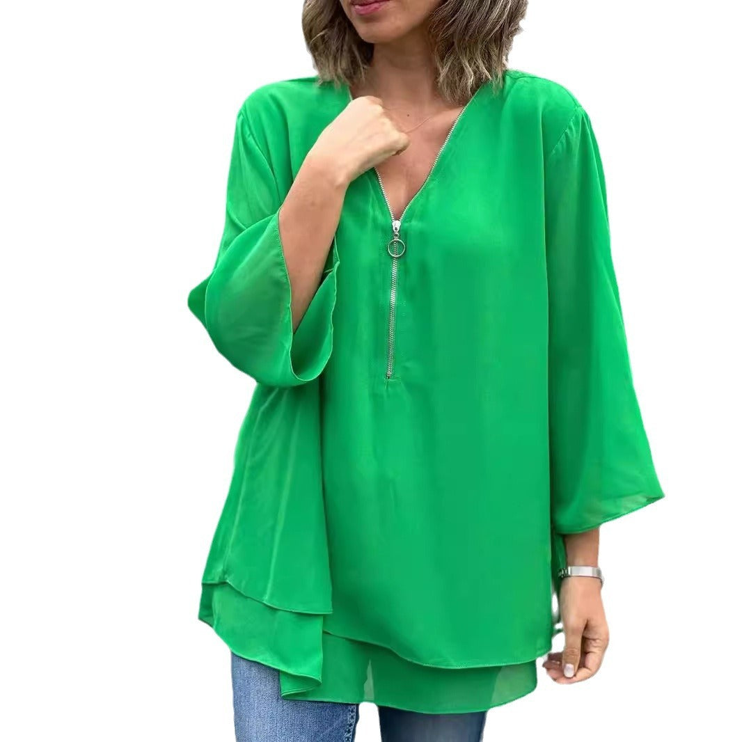 V-neck 34 Chiffon Top