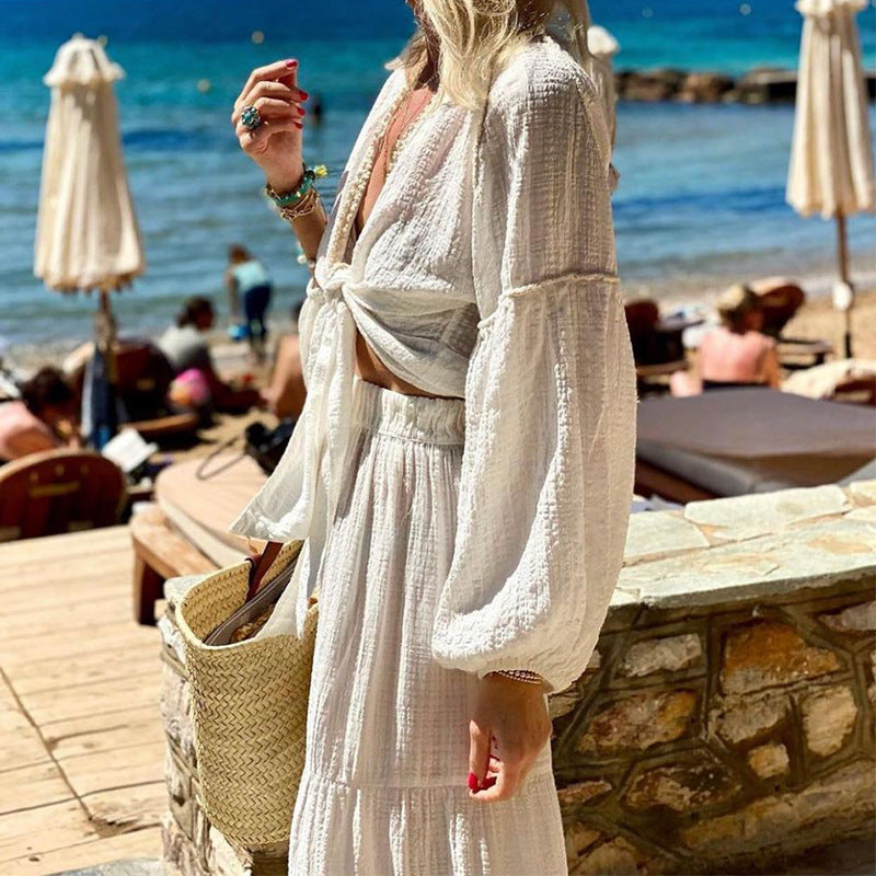 Bohemian Vacation Cardigan A- Line Skirt Two-piece Set