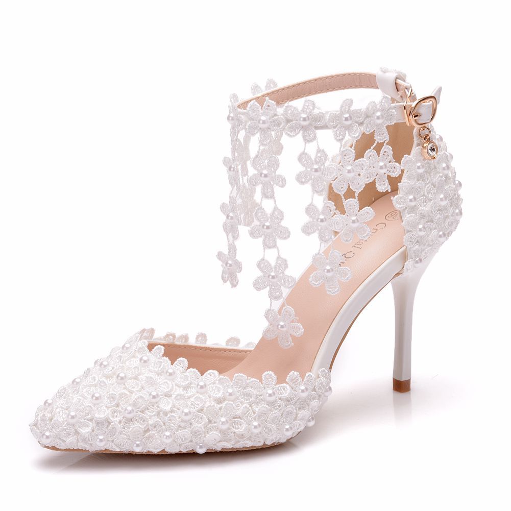 White Lace Flower Tassel Shoes