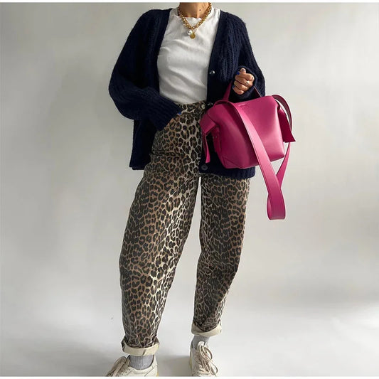 Leopard Print High Waist Pants