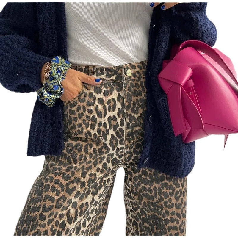 Leopard Print High Waist Pants