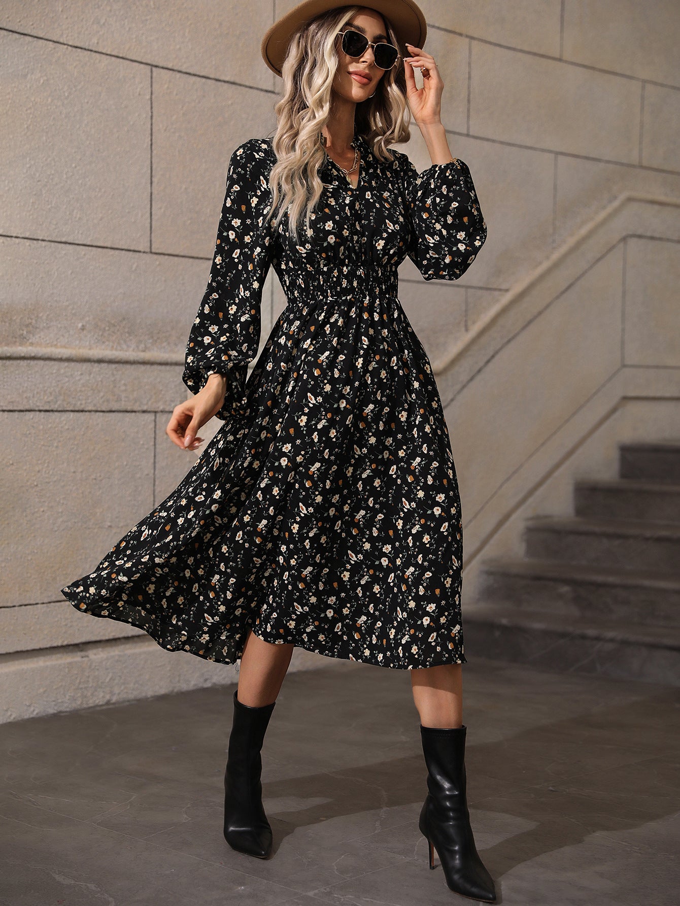 Polka-dot Long sleeve Dress