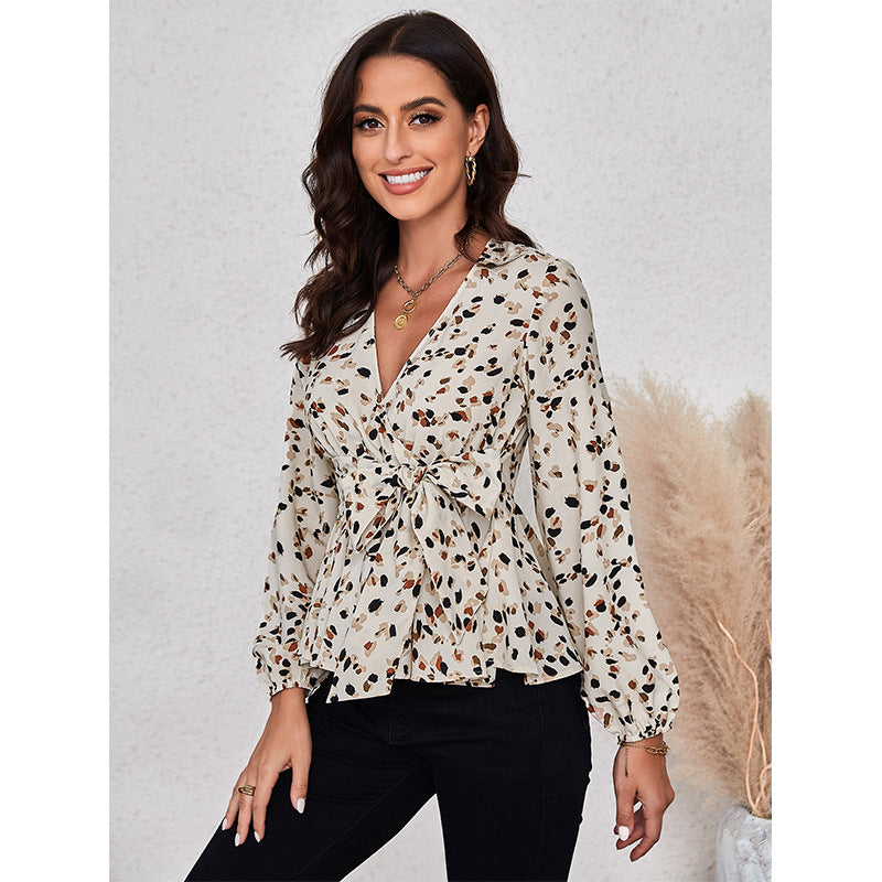 V-neck Long Sleeve Speckle